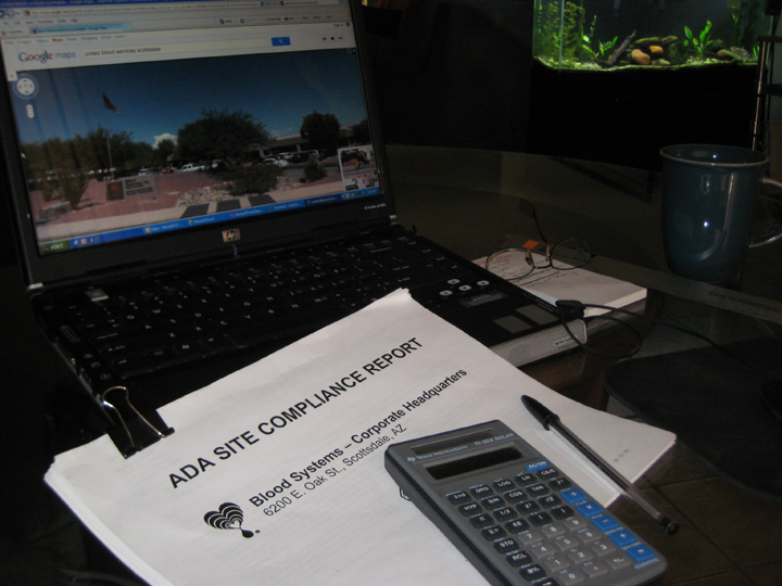 This ADA Site Compliance Report consisted of over 50 pages, including a summary of non-complying elements, photographic examples, and suggested recommendations.